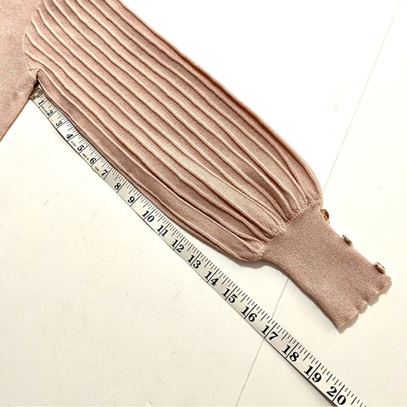 Nanette Lapore Pink Blush Sweater Medium Shimmery Long Rib Sleeves Light - Picture 15 of 15